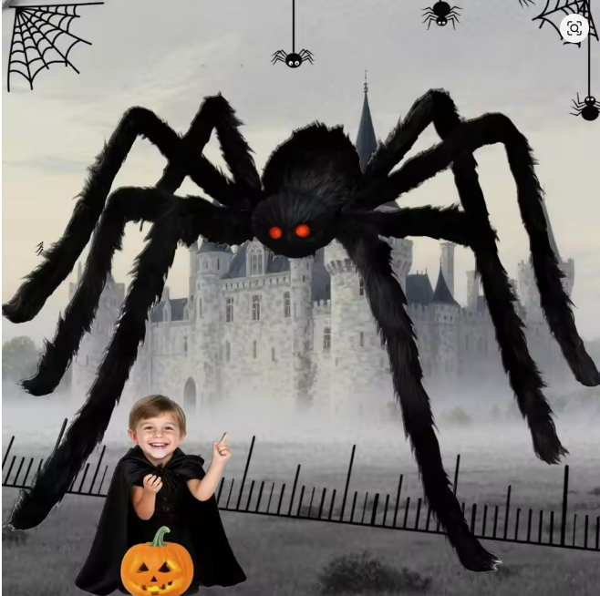 Giant Black Plush Spider – Indoor & Outdoor Halloween Decoration