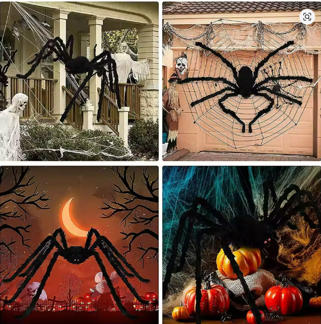 Giant Black Plush Spider – Indoor & Outdoor Halloween Decoration